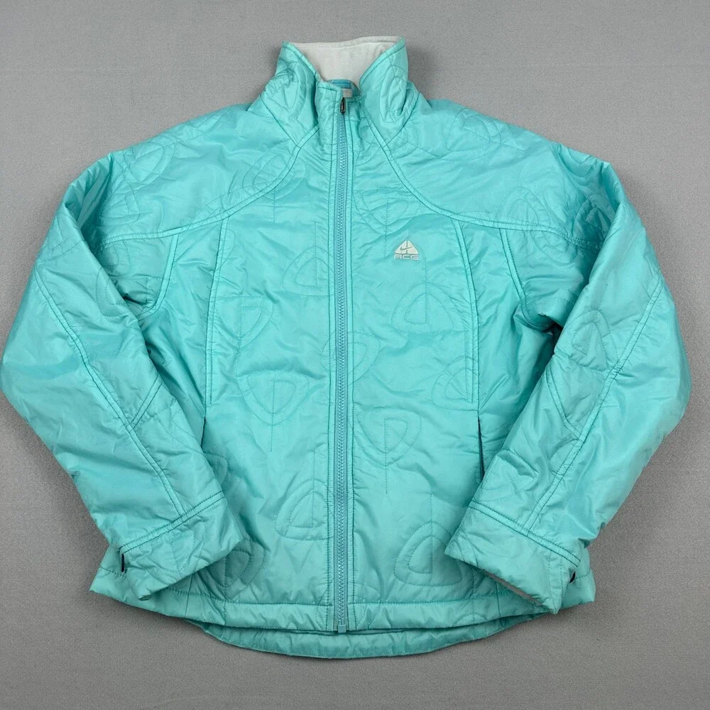 Vintage Nike Jacket Women M Turquoise ACG Thermal Layer 2 Quilted Puffer Zip